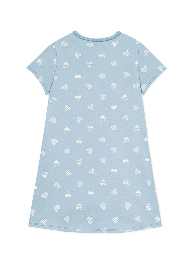 Petit Bateau Children's short-sleeved heart-print cotton nightdress